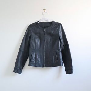 Navy 100% Goat Leather Jacket